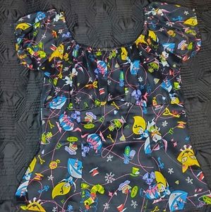 PUG Alice in Wonderland peasant top